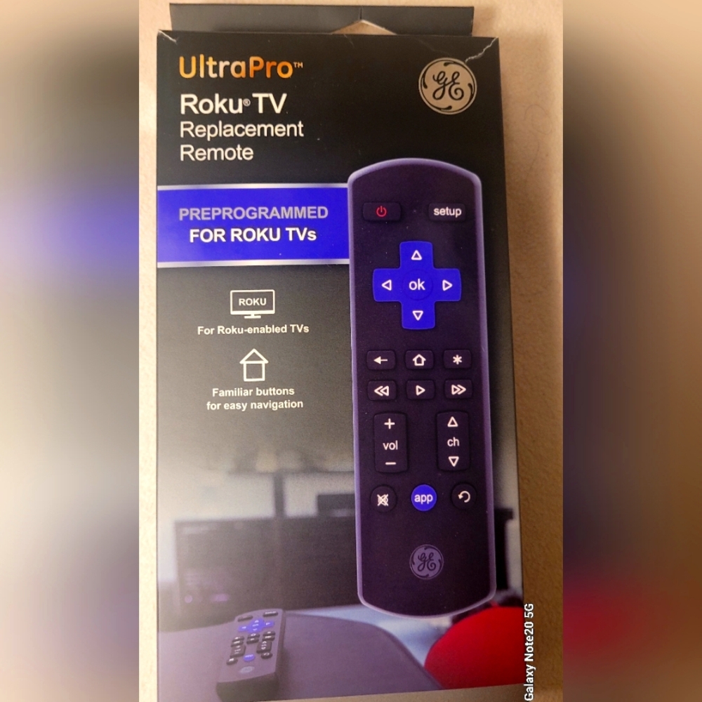 GE UltraPro Roku TV Replacement Remote - Black and Purple